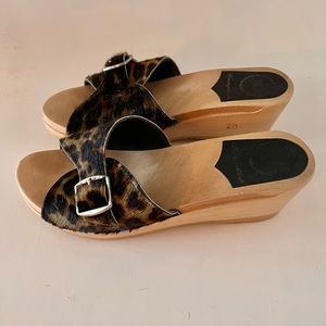 Camo leopard pony hair wedges from No.6.